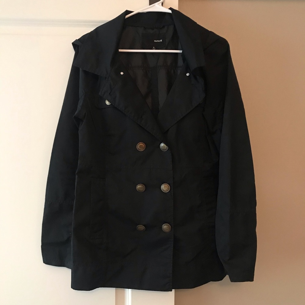 Hurley short trench rain jacket, size L